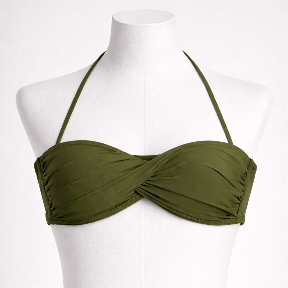 Turquoise Olive Green Bandeau Bikini Top – Removable Straps – Sexy Fit C/D/DD